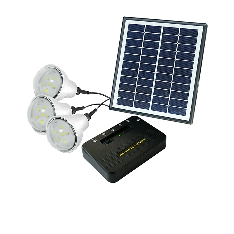 portable Solar Home Kit with Three Bulbs and a Replaceable Battery, Convenience for Home Lighting.