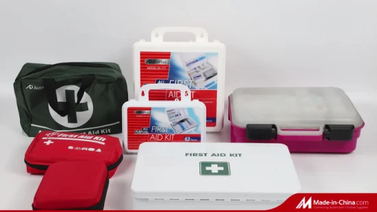 Mini CE FDA ISO-zugelassene Erste-Hilfe-Box-Kits aus Kunststoff auf medizinischem Niveau, Produktlieferant für Zuhause, Auto, Auto, Reisen, Familie, Outdoor